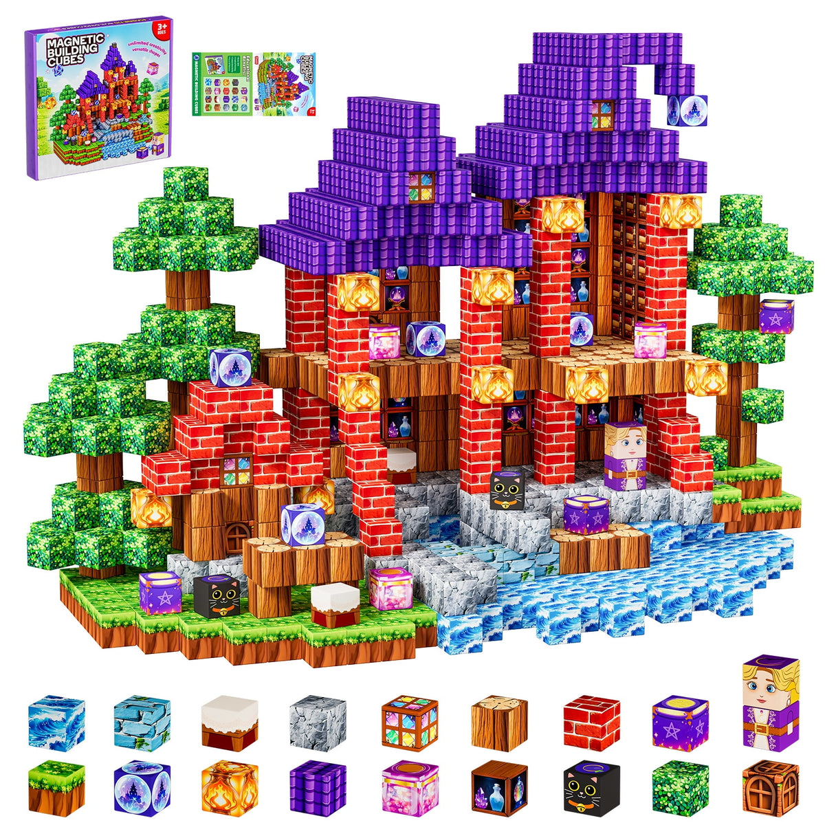 HXFOU 100PCS Magic Castle Building Blocks, Educational Construction Toy for Kids, Creative Playset for Ages 3+