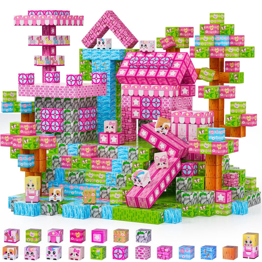 Sbekiev Princess Magnetic Blocks 150PCS Magnetic Building Cube Game, Constructions Toys for Boys & Girls Age 3-4, 5 6 7 8 9 10, Sensory Tiles Building Birthday for Toddlers