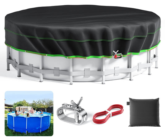 Sicabi 14 Ft Round Pool Cover, 420D Oxford Above Ground Pool Cover with Winch