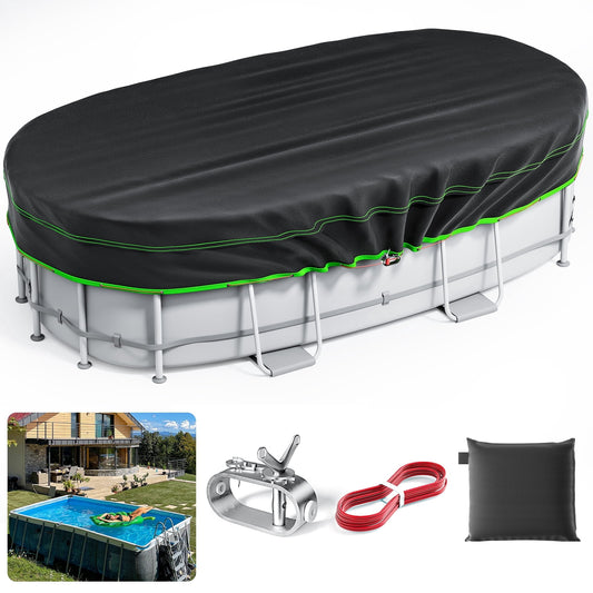 Sicabi 7 x 13 Ft Oval Pool Cover, Heavy Duty Waterproof Cover with Winch & Cable