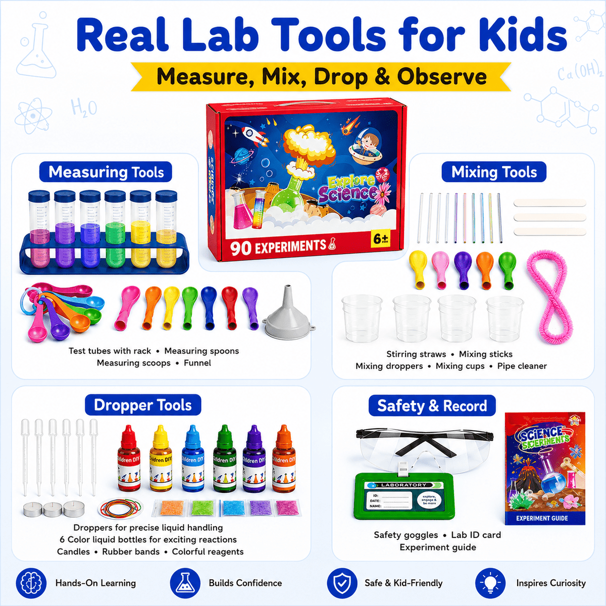 HXFOU 90 Lab Experiments Science Kits for Kids Age 6-12, STEM Projects Educational Science Kit Toys for Boys Girls, Learning Activities Christmas Birthday Gifts