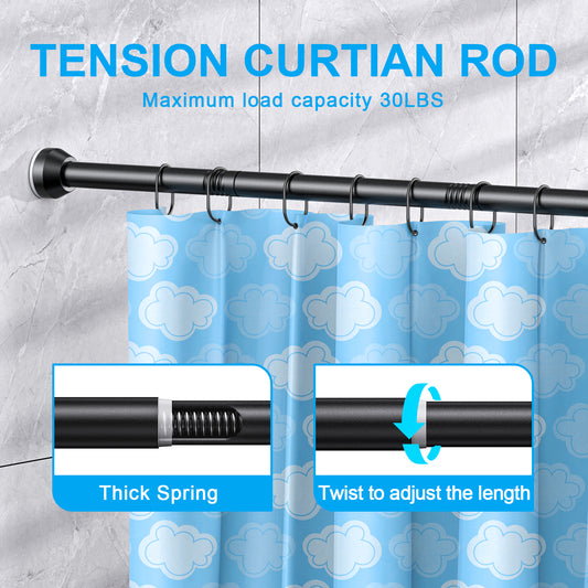 TITGIPE No hole telescopic shower curtain rod | 32-80 inches adjustable anti-skid spring rod | stainless steel rust resistance design | bathroom upgrade artifact no hole telescopic bath curtain rod