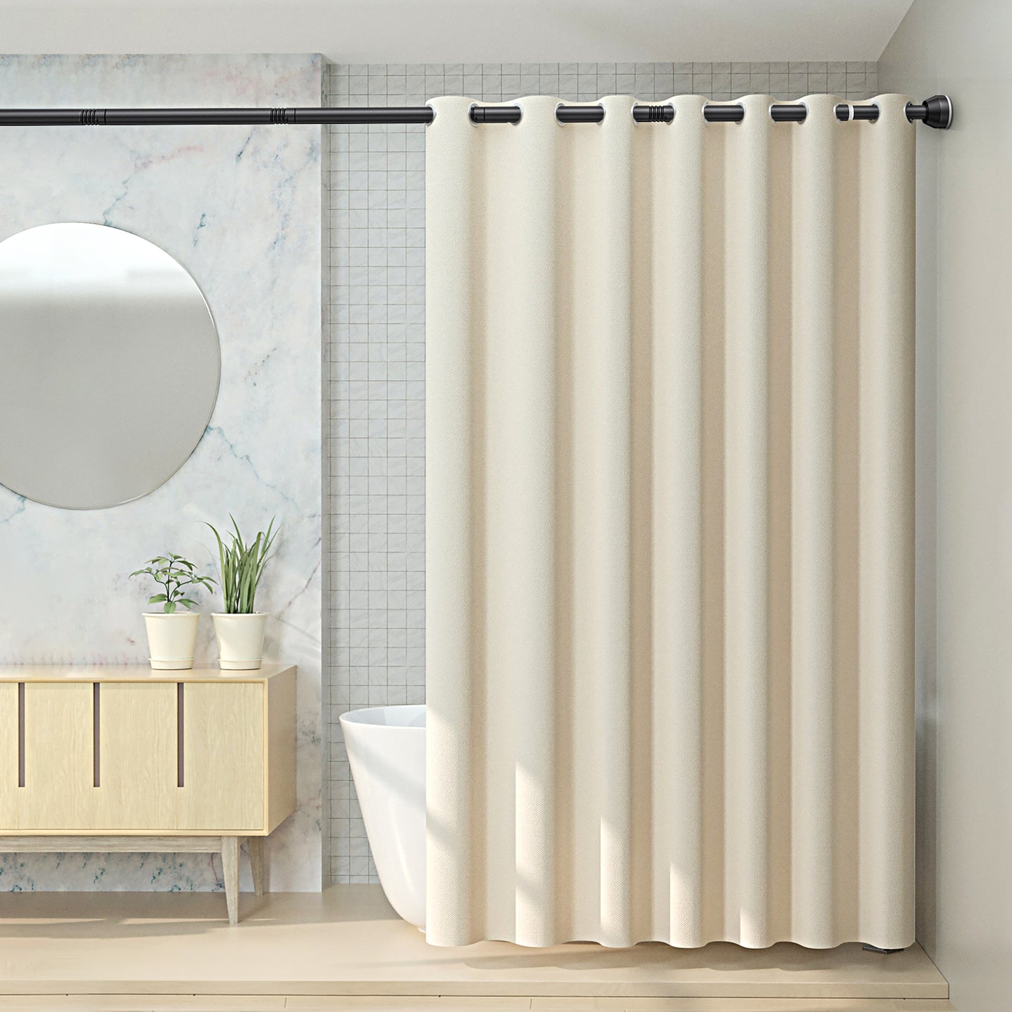 TITGIPE No hole telescopic shower curtain rod | 32-80 inches adjustable anti-skid spring rod | stainless steel rust resistance design | bathroom upgrade artifact no hole telescopic bath curtain rod