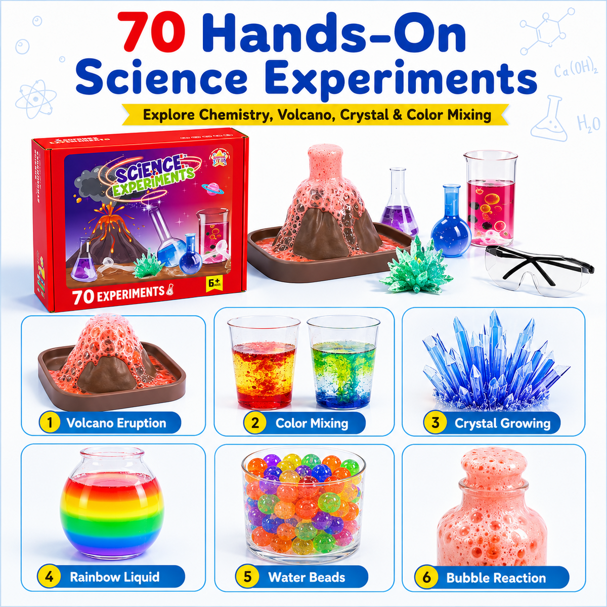 HXFOU 70 Lab Experiments Science Kits for Kids Age 6-12, STEM Projects Educational Science Kit Toys for Boys Girls, Learning Activities Christmas Birthday Gifts