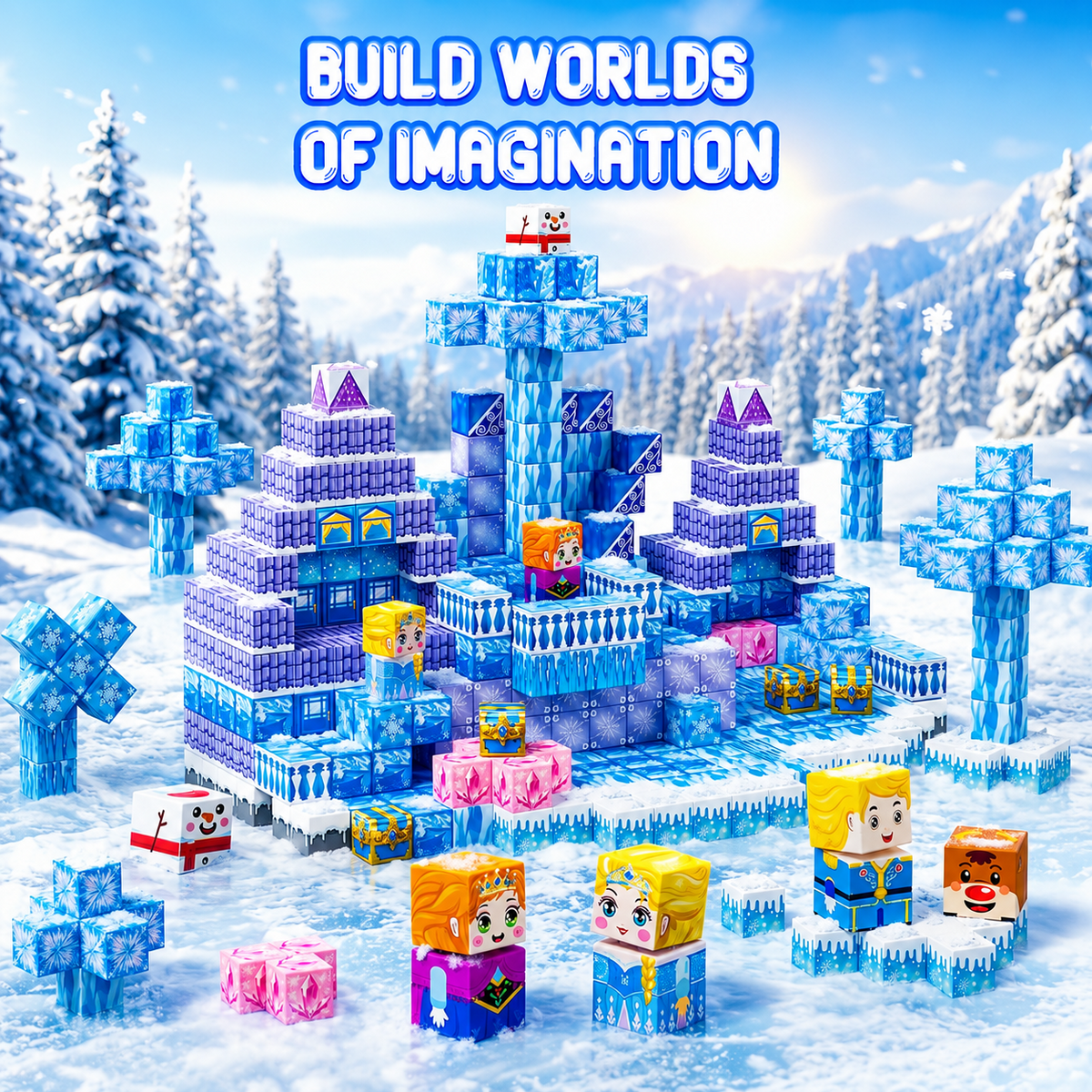 150PCS Snow Castle Magnetic Blocks for Kids Ages 3-12, Magnetic Building Cubes STEM Building Blocks Set with Strong Magnets, Magnetic Toys Educational Construction Set for Boys Girls