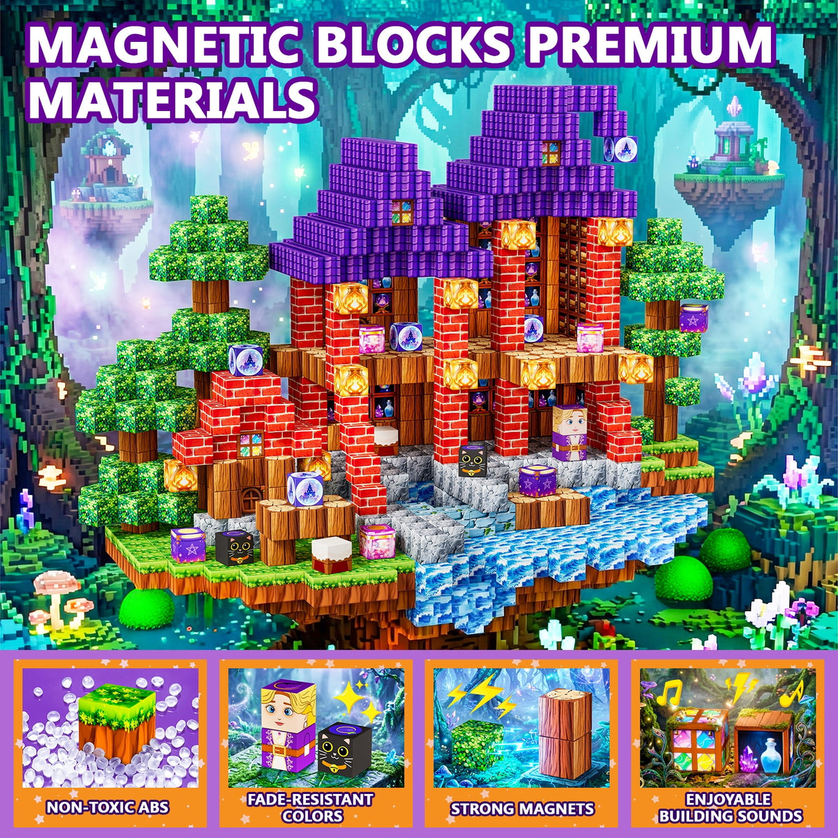 HXFOU 100PCS Magic Castle Building Blocks, Educational Construction Toy for Kids, Creative Playset for Ages 3+