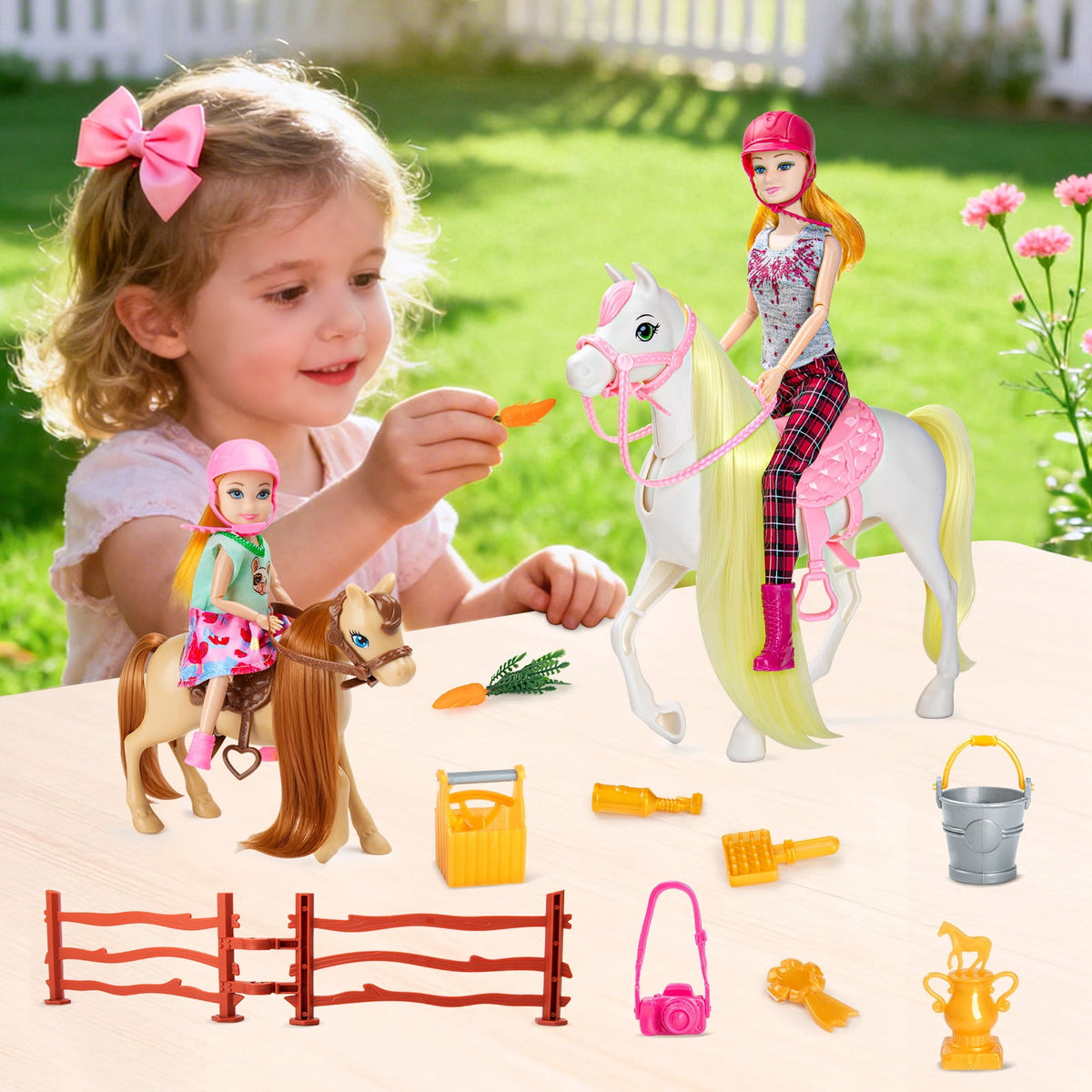 LXUNLN 305PCS Doll Accessories & Doll Clothes Playset with 2 Horses for 11.5 Inch Dolls for Girls Ages 3+