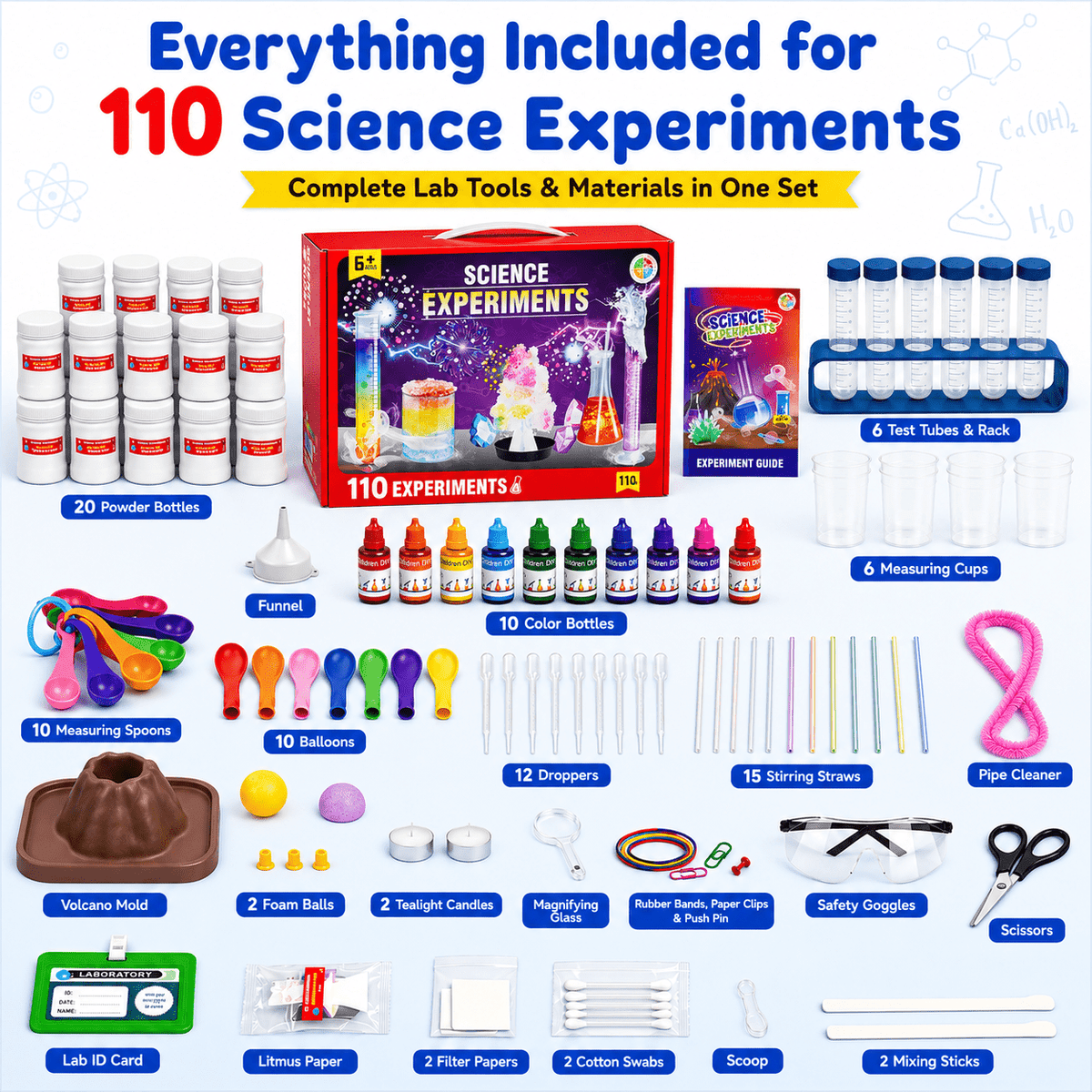 HXFOU 110 Lab Experiments Science Kits for Kids Age 6-12, STEM Projects Educational Science Kit Toys for Boys Girls, Learning Activities Christmas Birthday Gifts