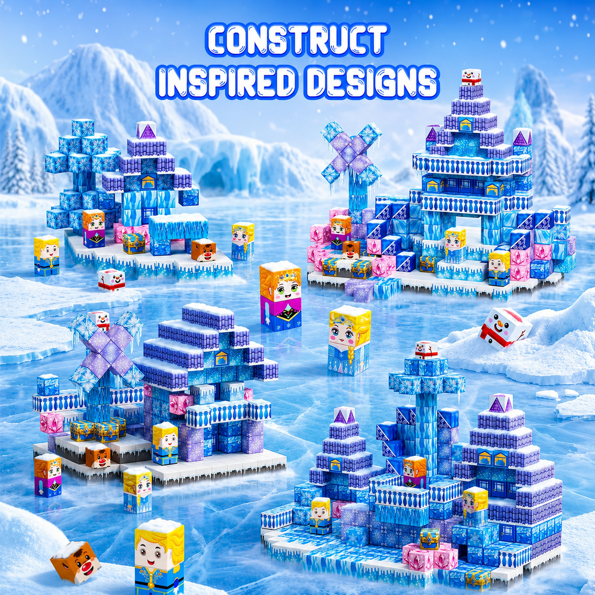 150PCS Snow Castle Magnetic Blocks for Kids Ages 3-12, Magnetic Building Cubes STEM Building Blocks Set with Strong Magnets, Magnetic Toys Educational Construction Set for Boys Girls