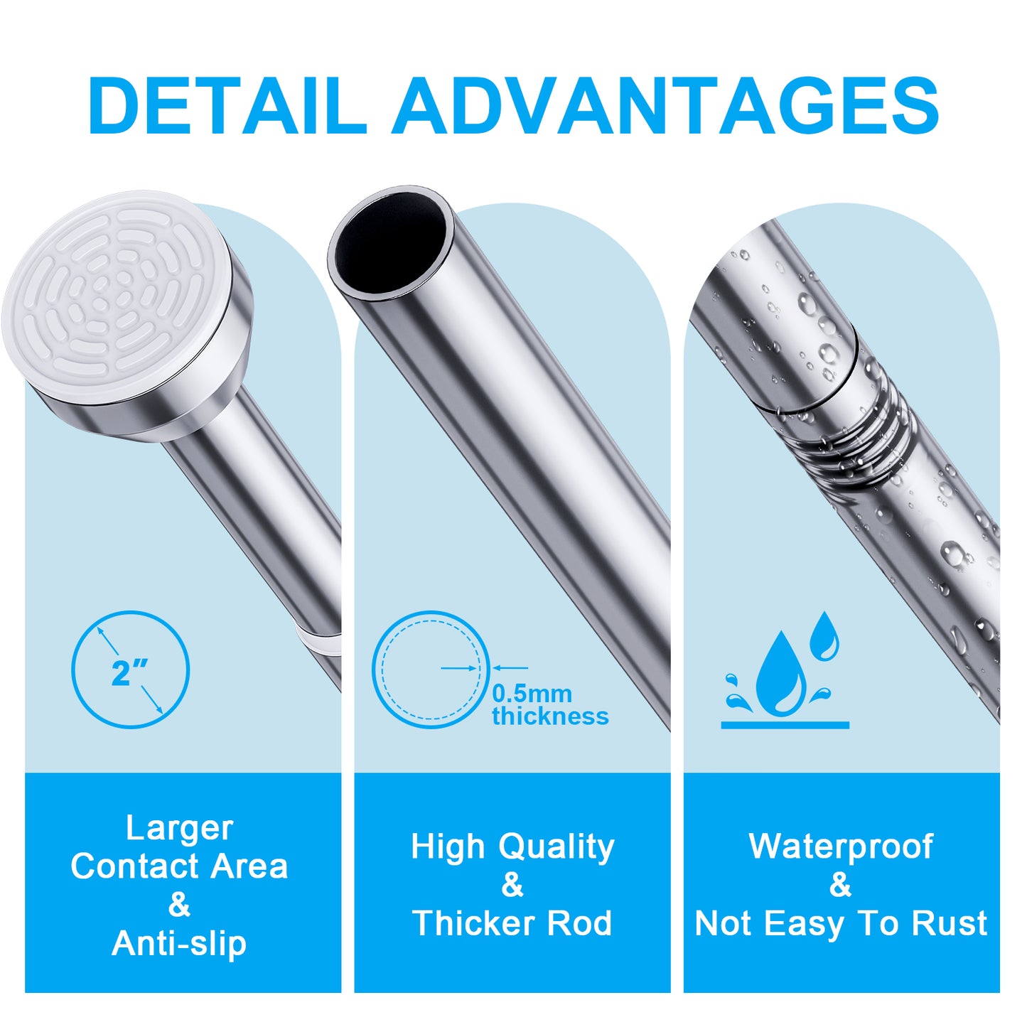 TITGIPE No hole telescopic shower curtain rod | 27-76 inches adjustable anti-skid spring rod | stainless steel rust resistance design | bathroom upgrade artifact no hole telescopic bath curtain rod